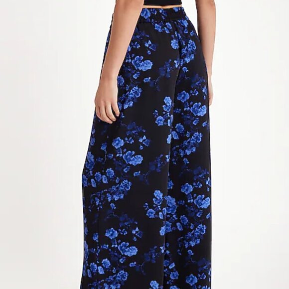 EXPRESS High Waisted Satin Floral Pull On Wide Leg Pant XL - Picture 3 of 4